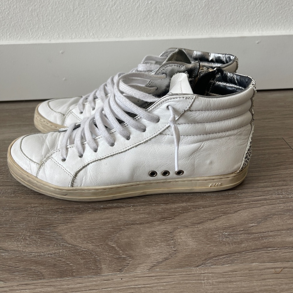P448 Skate White High Top Sneaker with Animal Print Detailing Size 37